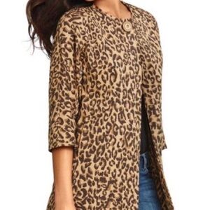 CAbi Leopard-Print Longline Tunic in Tan and Brown